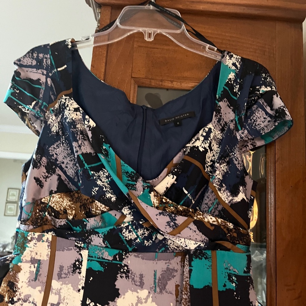 David Meister Vintage abstract print sheath dress size 8 excellent condition
